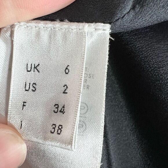 Victoria Victoria Beckham Dress Womens 2 Navy Blue Black Long Sleeve Wrap Panel - Picture 5 of 9